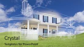  Presentation with build - PPT theme consisting of beautiful custom house design drawing background and a yellow colored foreground