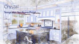  Presentation with kitchen design - PPT layouts featuring beautiful-custom-kitchen-design-drawing background and a sky blue colored foreground
