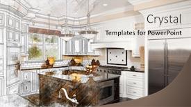  Presentation with kitchen design - Theme enhanced with beautiful-custom-kitchen-design-drawing background and a lemonade colored foreground