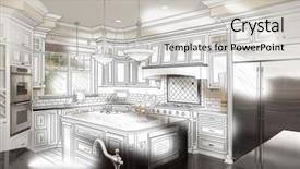  Presentation with kitchen design - Slide deck enhanced with beautiful custom kitchen design drawing background and a light gray colored foreground