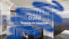  Presentation with kitchen design - Audience pleasing PPT theme consisting of beautiful custom kitchen design drawing backdrop and a  colored foreground