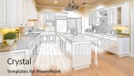  Presentation with kitchen design - Audience pleasing PPT theme consisting of beautiful custom kitchen design drawing backdrop and a lemonade colored foreground