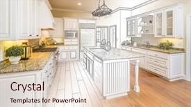  Presentation with kitchen design - Amazing slide set having beautiful custom kitchen design drawing backdrop and a lemonade colored foreground