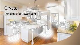  Presentation with kitchen design - Audience pleasing presentation design consisting of beautiful custom kitchen design drawing backdrop and a soft green colored foreground