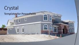  Presentation with custom - Audience pleasing PPT theme consisting of beautiful custom made luxury home backdrop and a light blue colored foreground