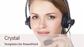  Presentation with customer service - Cool new slide set with beautiful customer service operator woman backdrop and a  colored foreground
