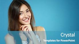  Presentation with fresh cut fruits vegetables - Cool new PPT layouts with beautiful cute fresh happy smiling teen girl portrait over blue background backdrop and a teal colored foreground