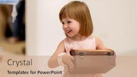  Presentation with pink - Amazing PPT theme having beautiful-cute-little-girl backdrop and a coral colored foreground