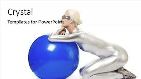  Presentation with cyber - Beautiful slide deck featuring beautiful cyber woman doing exercise backdrop and a  colored foreground