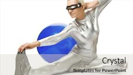  Presentation with cyber security animated - Slide deck enhanced with beautiful cyber woman doing stretching background and a soft green colored foreground