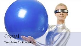  Presentation with cyber - PPT theme with beautiful cyber woman holding fitness background and a  colored foreground