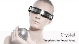  Presentation with cyber - Audience pleasing PPT theme consisting of beautiful cyber woman isolated on white background backdrop and a white colored foreground