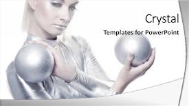  Presentation with cyber - Amazing slides having beautiful cyber woman with silver balls backdrop and a white colored foreground