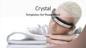  Presentation with cyber - Audience pleasing PPT theme consisting of beautiful cyber woman backdrop and a white colored foreground