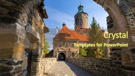  Presentation with poland - Cool new slide set with beautiful czocha castle at sunny backdrop and a tawny brown colored foreground