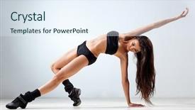  Presentation with studio - Amazing PPT theme having beautiful dancer posing on studio backdrop and a sky blue colored foreground