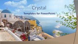  Presentation with island resort - Presentation design enhanced with beautiful-day-romantic-time background and a light blue colored foreground