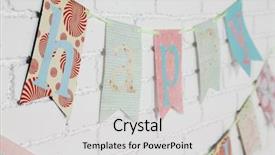  Presentation with birthday party - Slides enhanced with beautiful decoration for birthday party background and a light gray colored foreground