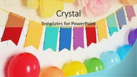  Presentation with birthday party - Slides enhanced with beautiful decoration for birthday party background and a yellow colored foreground