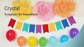  Presentation with birthday banner - Theme featuring beautiful decoration for birthday party background and a yellow colored foreground