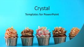  Presentation with cupcakes - Beautiful presentation featuring beautiful decoration on blue backdrop and a  colored foreground