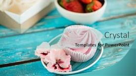  Presentation with dessert - PPT theme having beautiful-delicious-dessert-zephyr background and a seafoam green colored foreground
