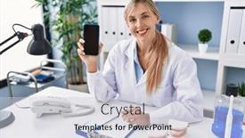  Presentation with dentist - PPT theme with beautiful-dentist-woman-showing-smartphone background and a lemonade colored foreground