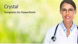  Presentation with health care - Cool new slide deck with beautiful doctor woman health care backdrop and a  colored foreground