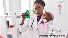  Presentation with mental health - Presentation enhanced with beautiful-doctor-woman-holding-support background and a  colored foreground