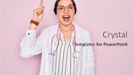  Presentation with pink blue - Slide set with beautiful-doctor-woman-with-blue background and a lemonade colored foreground