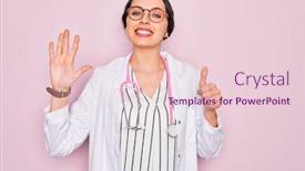  Presentation with pink blue - PPT layouts enhanced with beautiful-doctor-woman-with-blue background and a lemonade colored foreground