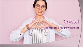  Presentation with blue eyes - Audience pleasing slide set consisting of beautiful-doctor-woman-with-blue backdrop and a lemonade colored foreground