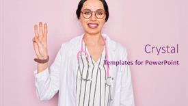  Presentation with pink blue - Presentation design featuring beautiful-doctor-woman-with-blue background and a lemonade colored foreground