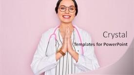  Presentation with blue pink - Beautiful slide set featuring beautiful-doctor-woman-with-blue backdrop and a lemonade colored foreground