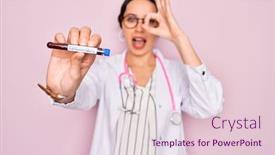  Presentation with eye doctor - Presentation design consisting of beautiful-doctor-woman-with-blue background and a lemonade colored foreground