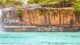  Presentation with beautiful places vietnam - Presentation featuring beautiful dray sap waterfall background and a coral colored foreground