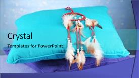  Presentation with dream catcher - PPT theme having beautiful dream catcher and pillows background and a cyan colored foreground