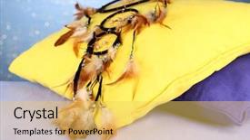  Presentation with dream catcher - Beautiful presentation design featuring beautiful dream catcher and pillows backdrop and a yellow colored foreground