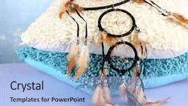  Presentation with dream catcher - PPT theme consisting of beautiful dream catcher and pillows background and a light blue colored foreground