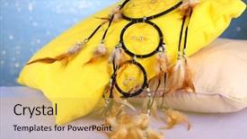  Presentation with dream catcher - Beautiful presentation theme featuring beautiful dream catcher and pillows backdrop and a yellow colored foreground