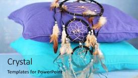  Presentation with dream catcher - Presentation theme with beautiful dream catcher and pillows background and a cyan colored foreground