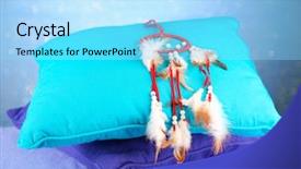  Presentation with dream catcher - Presentation theme having beautiful dream catcher and pillows background and a arctic colored foreground