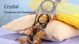  Presentation with dream catcher - Theme with beautiful dream catcher and pillows background and a light blue colored foreground