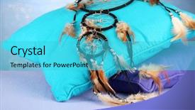  Presentation with dream catcher - Audience pleasing PPT theme consisting of beautiful dream catcher and pillows backdrop and a cyan colored foreground