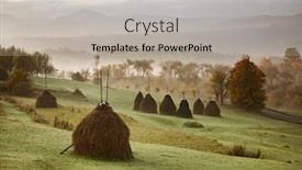  Presentation with autumn morning - PPT layouts having beautiful-dreamy-autumn-sunrise-rural background and a soft green colored foreground