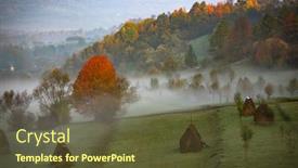  Presentation with autumn morning - Cool new PPT layouts with beautiful-dreamy-autumn-sunrise-rural backdrop and a tawny brown colored foreground