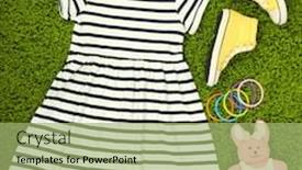  Presentation with carpet - Beautiful PPT theme featuring beautiful dress and gumshoes for little girl on green carpet backdrop and a mint green colored foreground