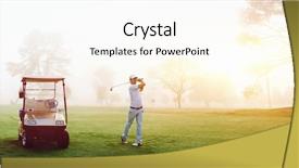  Presentation with morning sunrise - PPT theme with beautiful early morning golf game background and a cream colored foreground