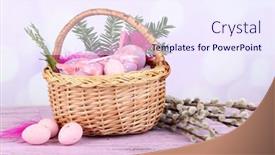  Presentation with easter - PPT layouts with beautiful-easter-composition-on-wooden background and a sky blue colored foreground