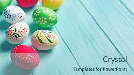  Presentation with blue floral - Presentation design consisting of beautiful easter eggs with floral background and a light blue colored foreground